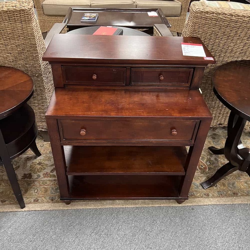 30″ W x 32″ H Lindon Street Mahogany Tiered Nightstand Side Table Office Furniture Liquidations