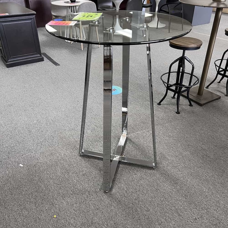 32″ Zuo Glass and Chrome Modern Standing Bar Height Table Office Furniture Liquidations