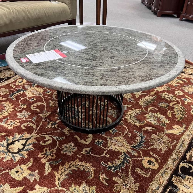 34″ Granite Speckled Green and Black Modern Round Coffee Table Office Furniture Liquidations