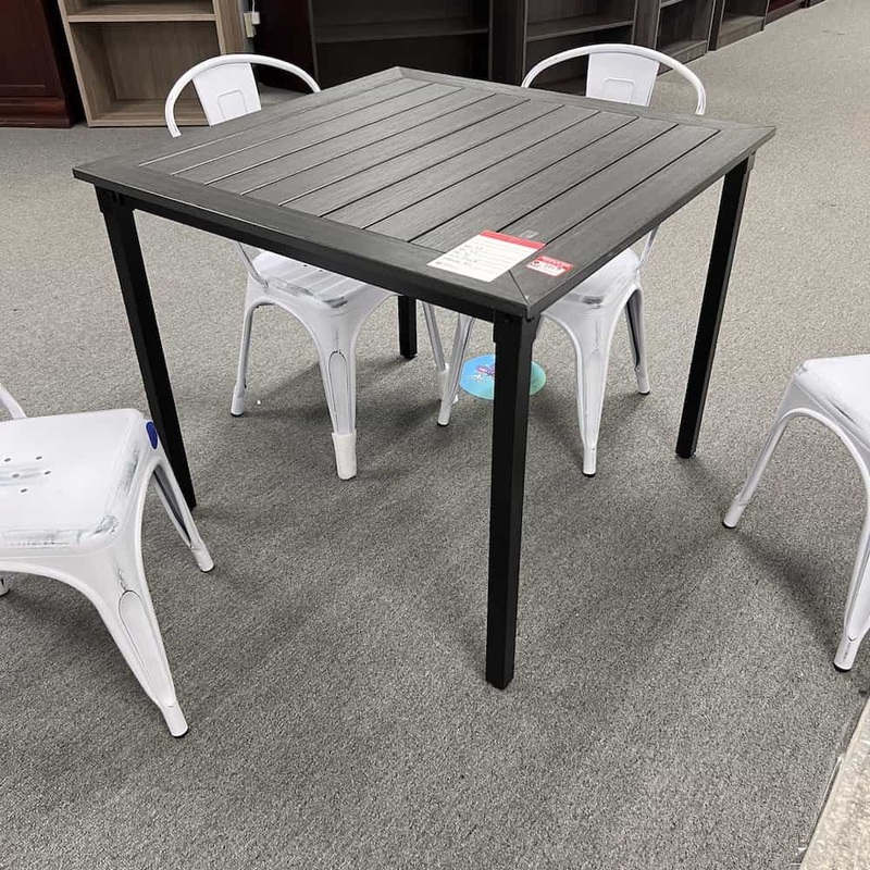 37″ Dark Grey and White Outdoor Patio Square Dining Table Office Furniture Liquidations