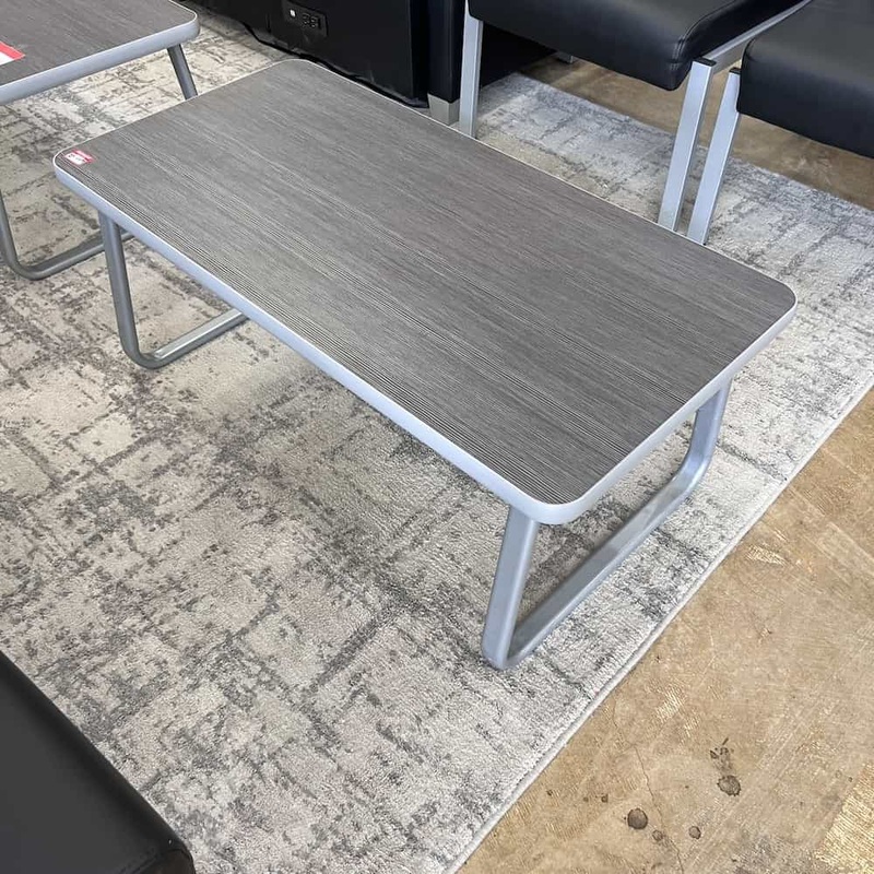 39″ x 20″ NBF Officient Furniture Grey Laminate and Metal Modern Coffee Table Office Furniture Liquidations