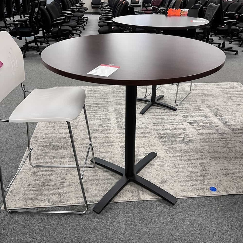 42″ Mahogany and Black Bar Height Pub Table Office Furniture Liquidations
