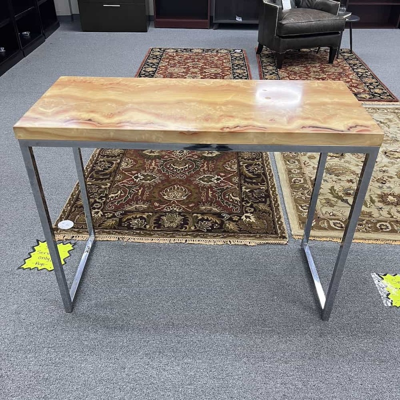 42″ x 18″ Gold Faux Stone and Chrome Console Sofa and Hallway Table Office Furniture Liquidations