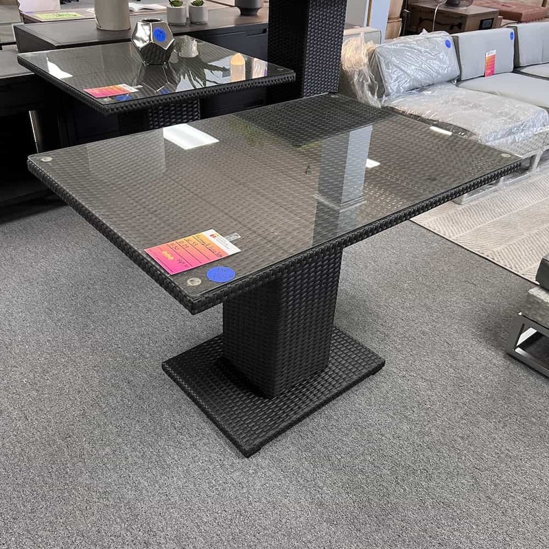 43″ x 29″ Glass and Espresso Patio Dining Table – Rectangle Office Furniture Liquidations