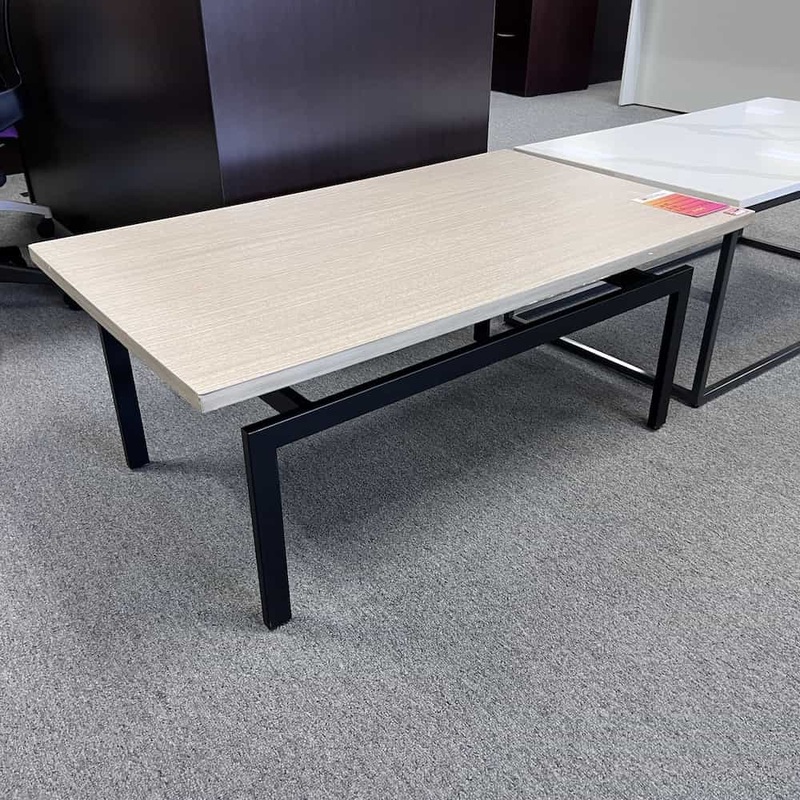 44″ Weathered Walnut and Black Modern Rectangle Coffee Table Office Furniture Liquidations
