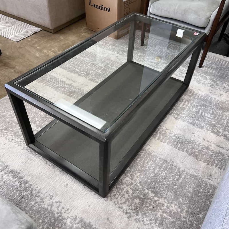 48″ Grey and Glass Modern Rectangle Coffee Table Office Furniture Liquidations