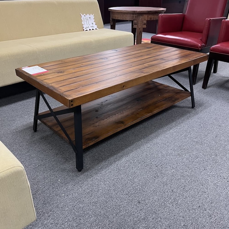 48″ x 24″ Rustic Industrial Walnut and Black Rectangle Coffee Table Office Furniture Liquidations