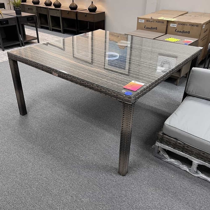 59″ Glass and Brown Patio Dining Table – Square Office Furniture Liquidations