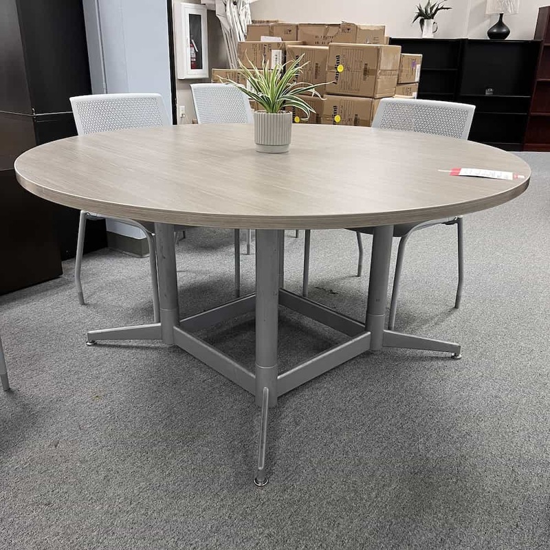 60″ Knoll Grey Ash Laminate Round Table Office Furniture Liquidations