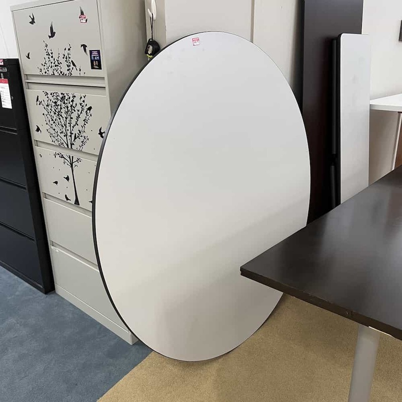 60″ Light Grey Laminate Round Folding Banquet Table Office Furniture Liquidations