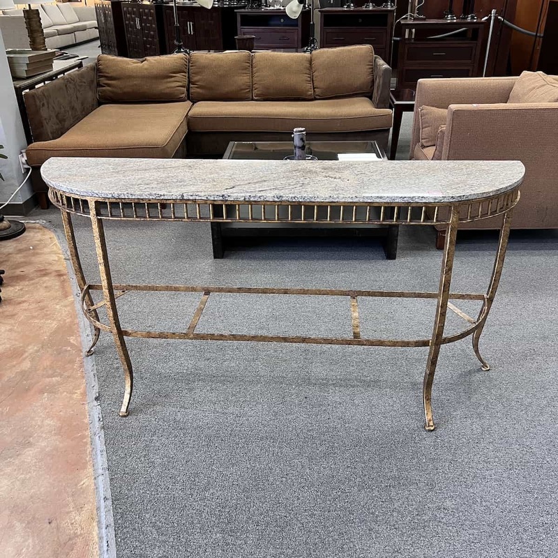 67″ Wide Granite/Gold Side Hall Table Office Furniture Liquidations