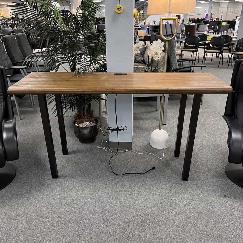 70″ x 23″ Walnut Plank Counter Height Table with 2 USB and 2 Electric Plugs Office Furniture Liquidations