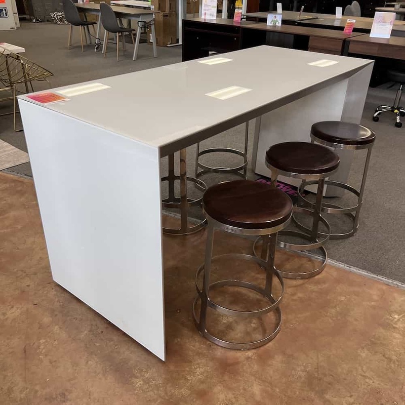 72″ White Glass Rectangle Modern Waterfall Table Office Furniture Liquidations