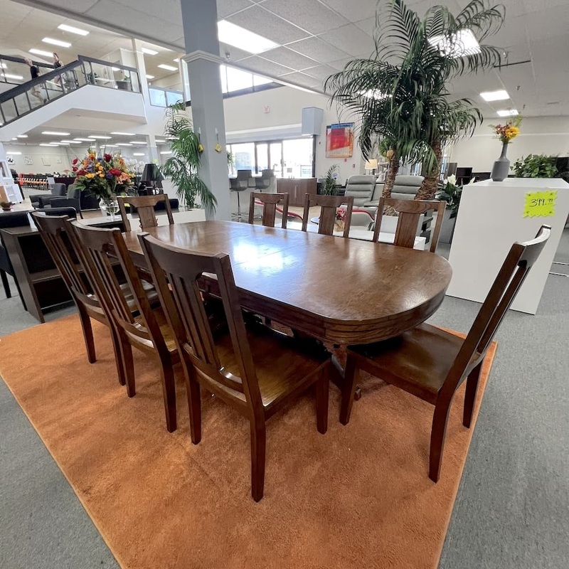 88″ x 42″ Ashely Furniture Walnut Veneer Wood Chimerin Oval Dining Table Office Furniture Liquidations