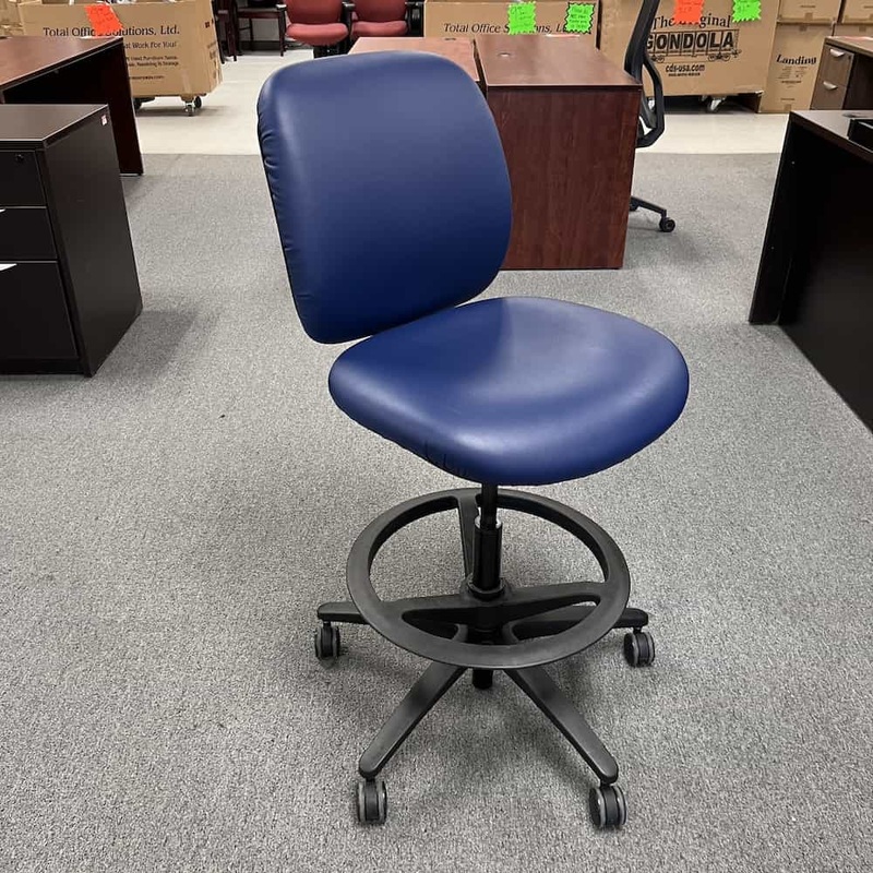 Hon Blue Vinyl Armless Office Stool with Foot Rest Office Furniture Liquidations