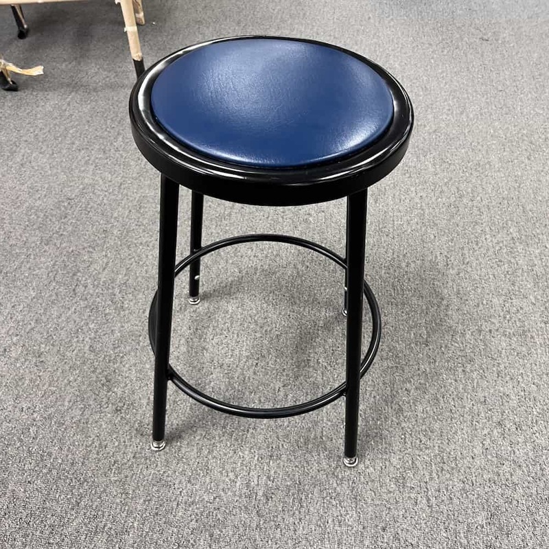 Krueger International Black and Blue Height Adjustable Stool Office Furniture Liquidations