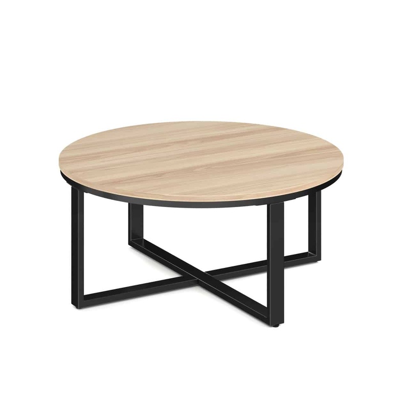 New – 36″ x 36″ Kora Laminate and Black Metal Modern Round Coffee Table, Various Colors Office Furniture Liquidations