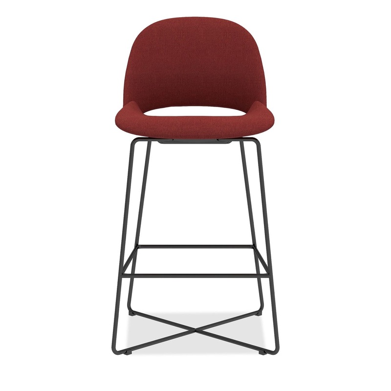 NEW – Jola Collection Red Modern Bucket Style Bar Height Stool Office Furniture Liquidations