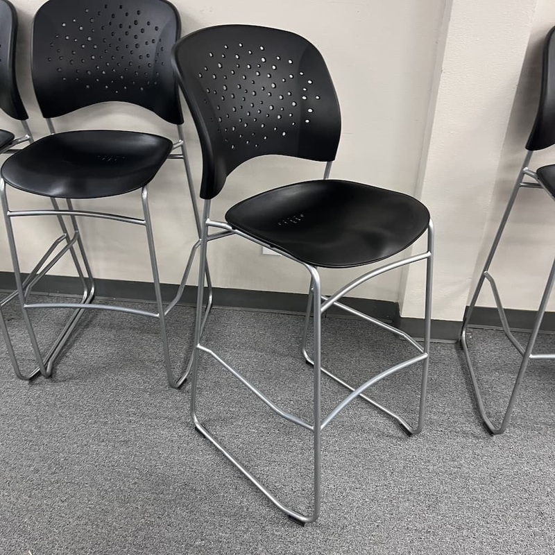 Set of 2 – Safco Black and Grey Bar Height Stool Office Furniture Liquidations