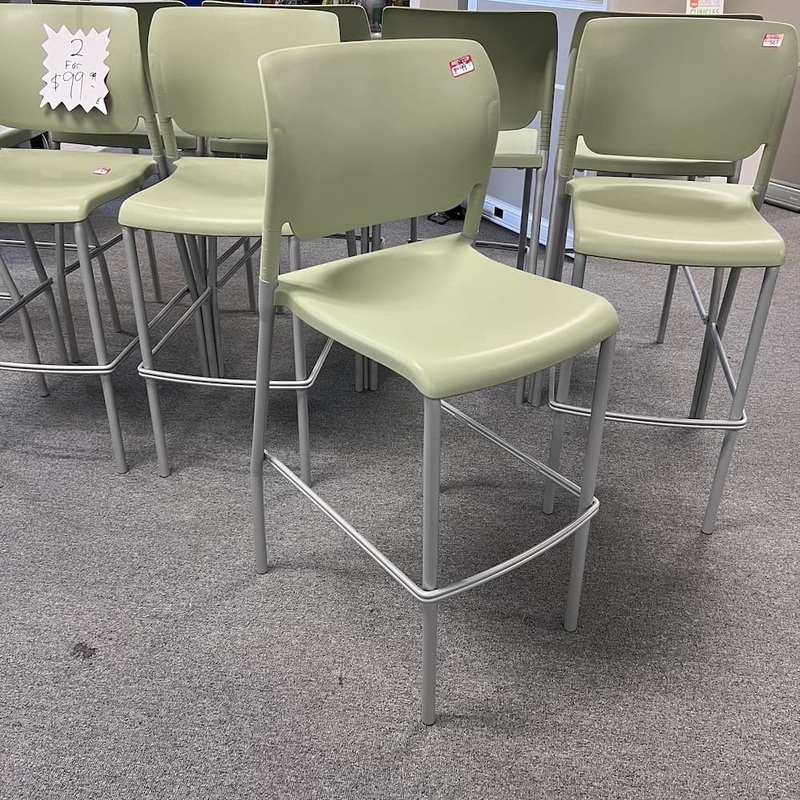 Set of 2 – SitOnIt Green and Grey Office Stool – Bar Height Office Furniture Liquidations