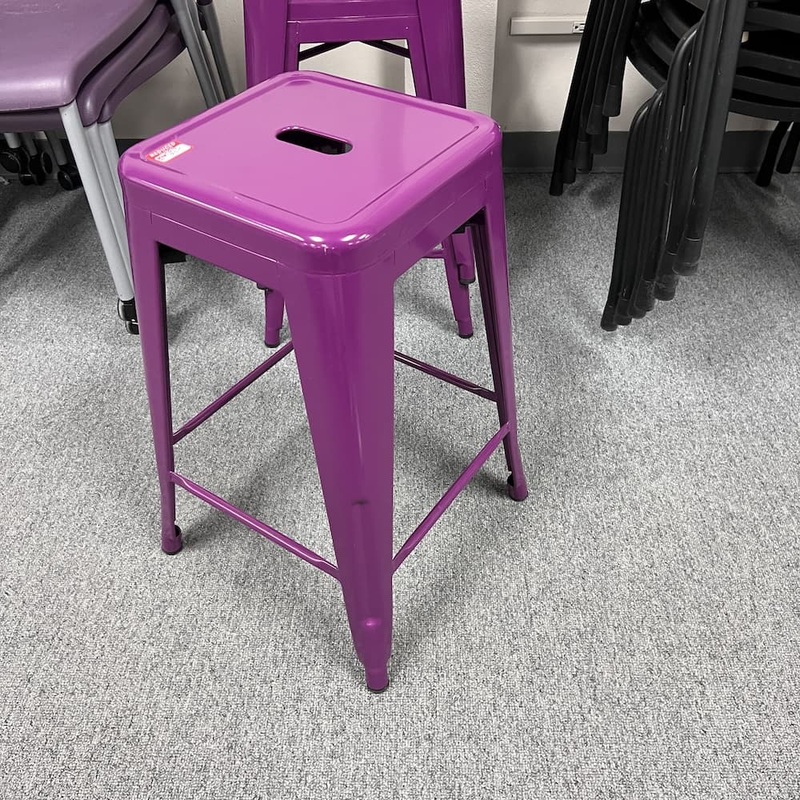 Set of 3 – Purple Industrial Style Metal Stacking Stool Office Furniture Liquidations