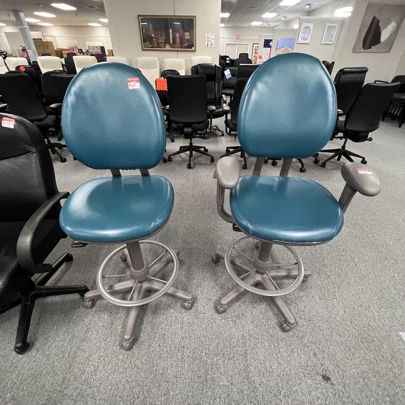 Steelcase Criterion Teal and Grey Office Drafting Stool Office Furniture Liquidations