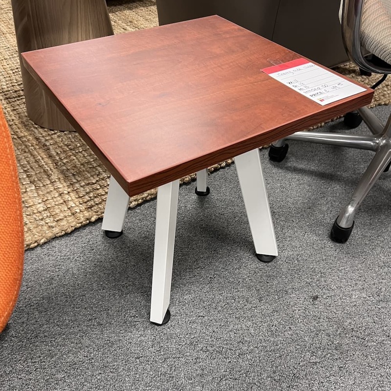 18″ x 18″ Cherry and White Side Table with Oblique Legs Office Furniture Liquidations