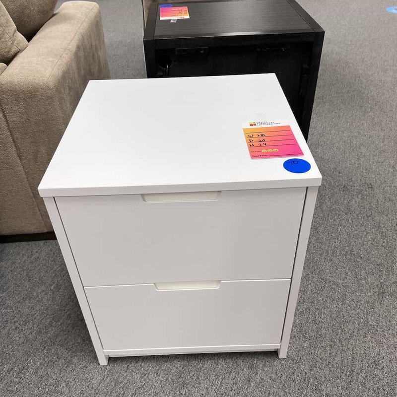 20″ W x 24″ H White Modern 2 Drawer Nightstand Dresser Office Furniture Liquidations