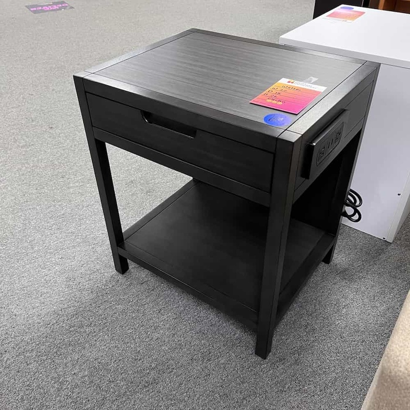 22″ Dark Grey Modern Nightstand with Electric Plug and USB Ports – Right Or Left Office Furniture Liquidations