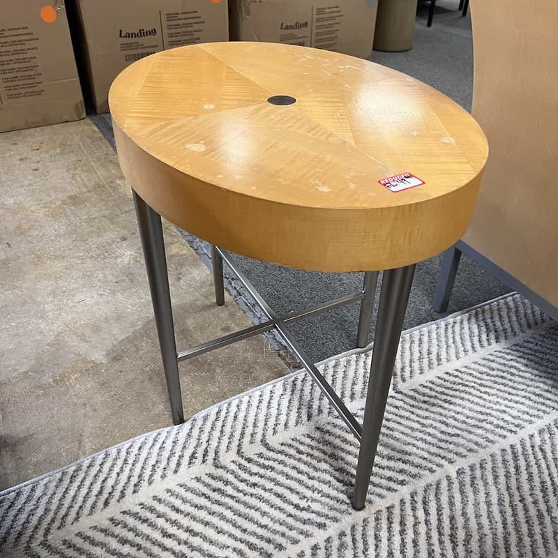 24″ Maple Modern Oval Side Table Office Furniture Liquidations