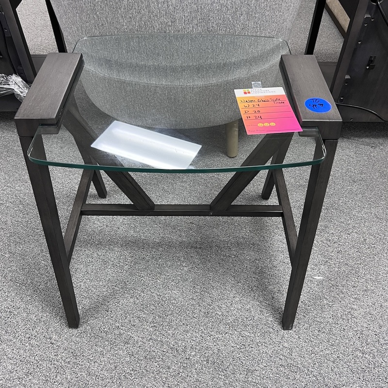 24″ Walter Dark Grey and Glass Modern Side Table Office Furniture Liquidations