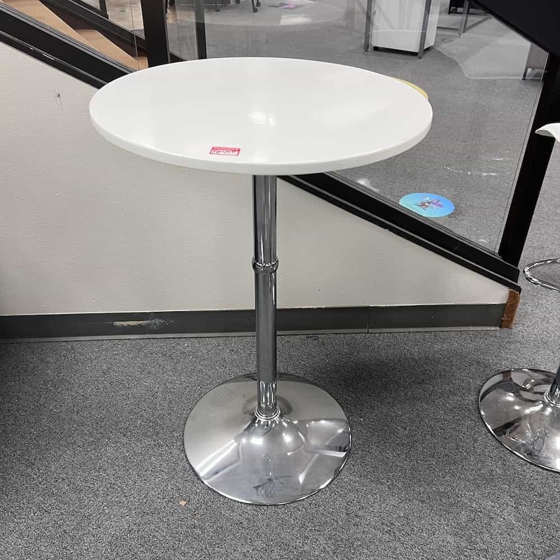 24″ White and Chrome Modern Counter Height Pub Table Office Furniture Liquidations