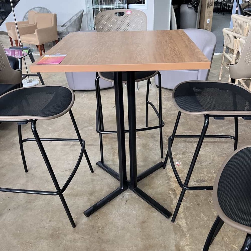 30″ Herman Miller Maple and Black Everywhere Square Standing Bar Height Table Office Furniture Liquidations