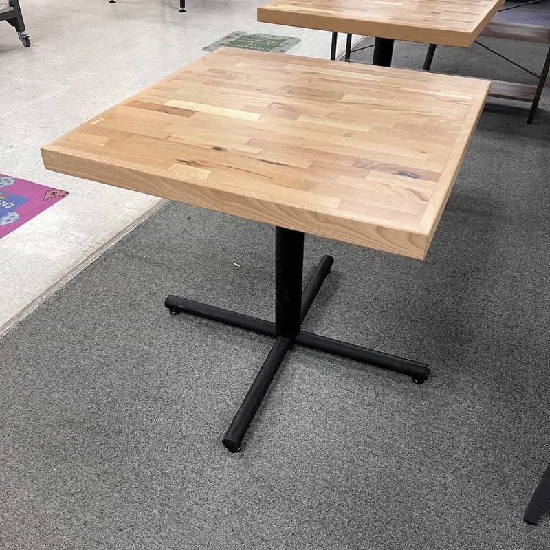 30″ Maple Wood Block and Black Square Break Room Table Office Furniture Liquidations