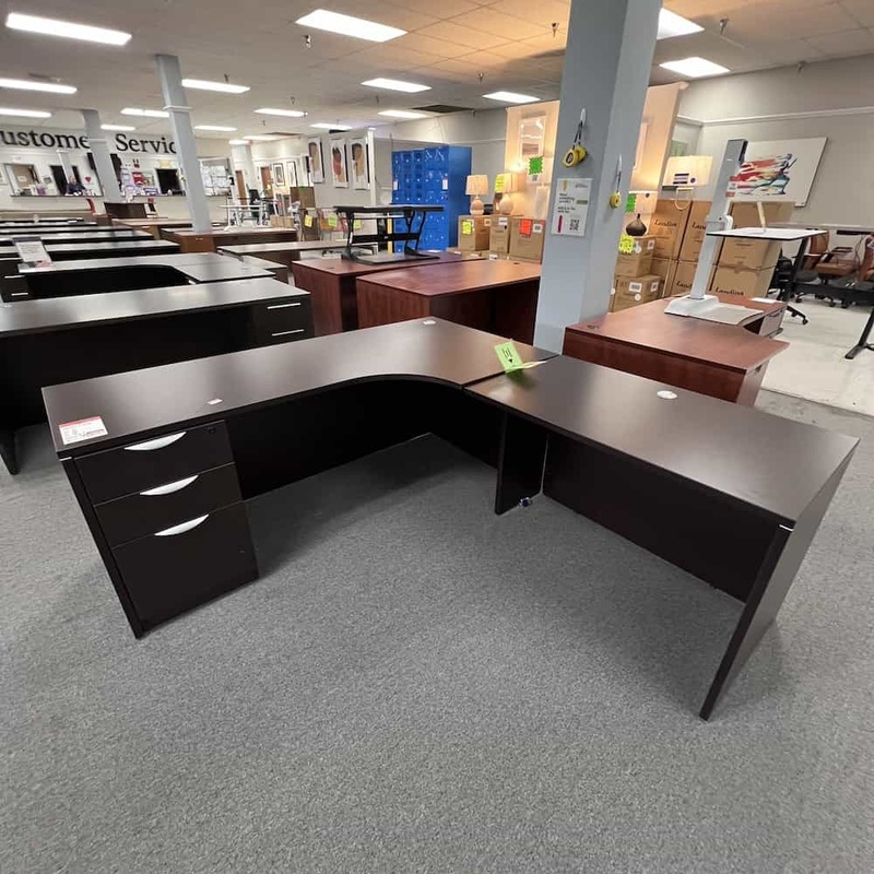 71″ x 78″ Espresso Laminate L-Desk – Right Return Office Furniture Liquidations