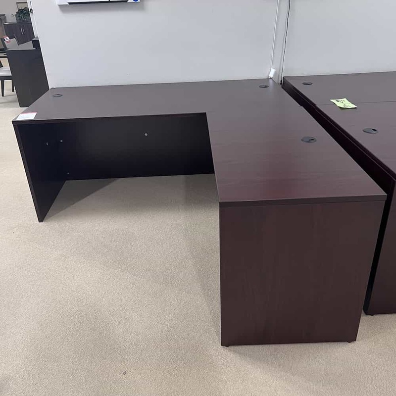 71″ x 83″ Mahogany L-Desk Shell – Right Return Office Furniture Liquidations