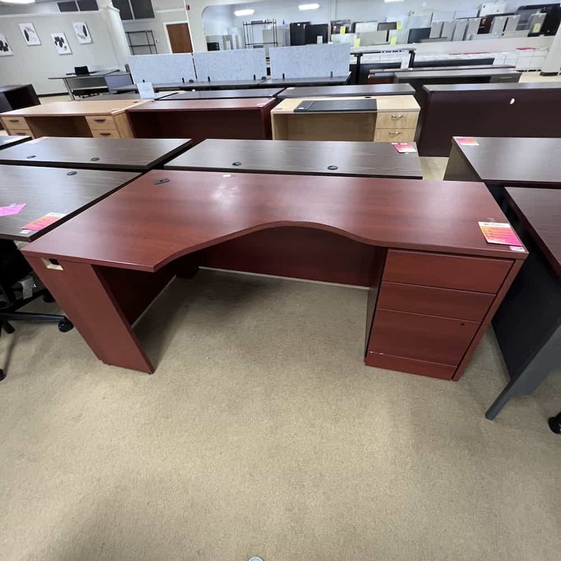 72″ Hon Cherry L-Desk “Porkchop” with 1 Pedestal – Left Return Office Furniture Liquidations