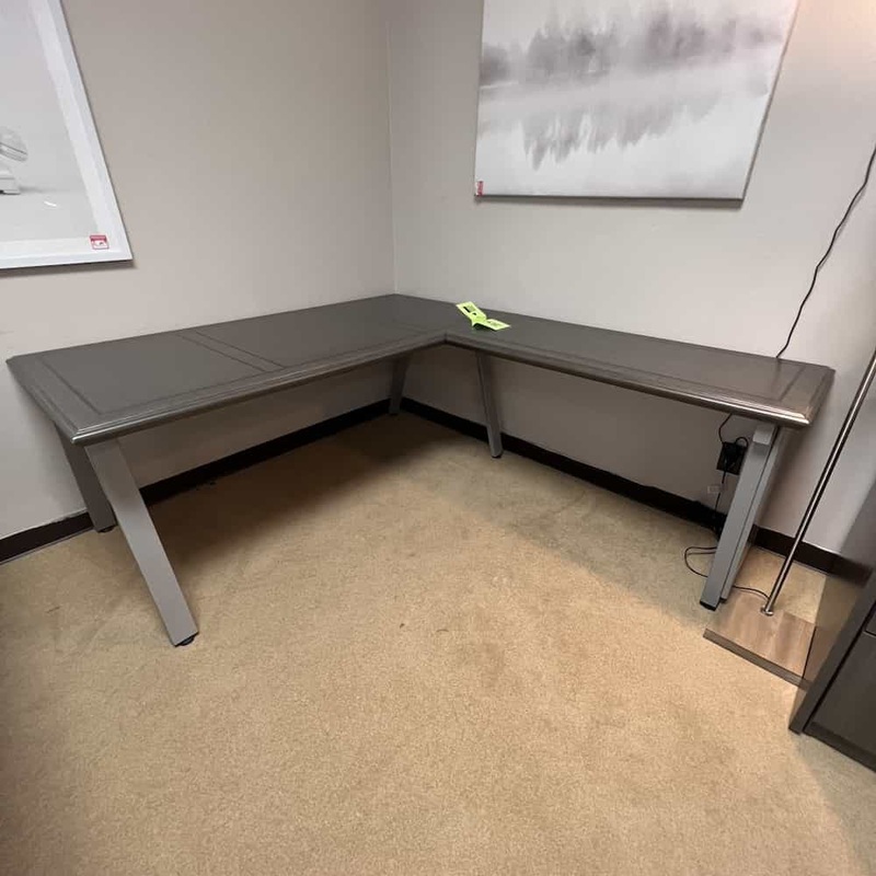 72″ x 72″ Grey Table L-Desk with Oblique Legs – Right Return Office Furniture Liquidations