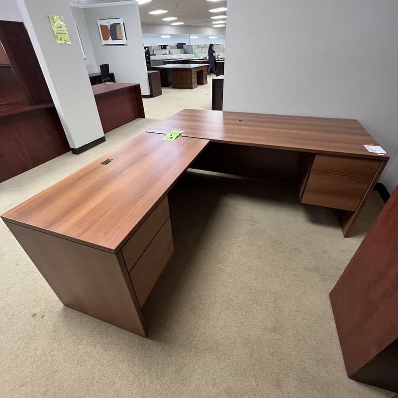 72″ x 84″ Hon Cherry L-Desk with 2 Hanging Box/files – Left Return Office Furniture Liquidations