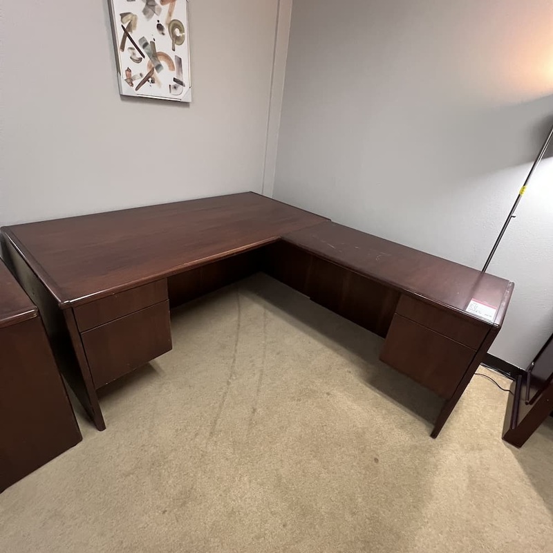 72″ x 84″ Hon Walnut L-Desk with Double Hanging Box/Files – Right Return Office Furniture Liquidations