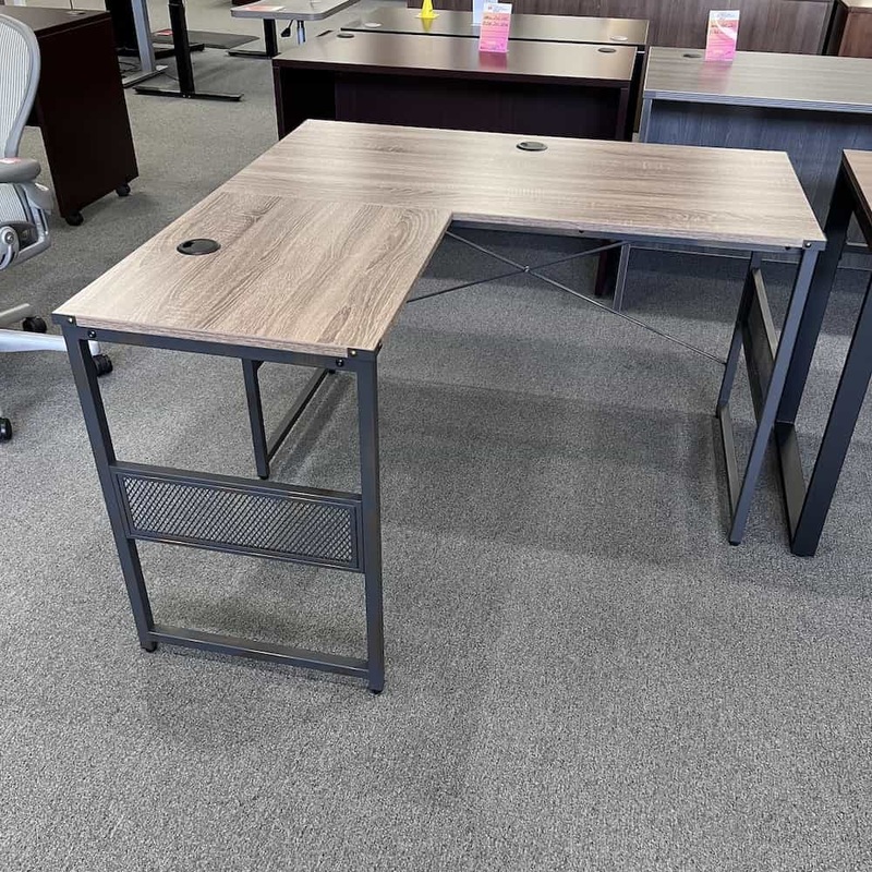New – 48″ Montego Weathered Walnut Industrial L-Desk – LIMITED QUANTITIES Office Furniture Liquidations