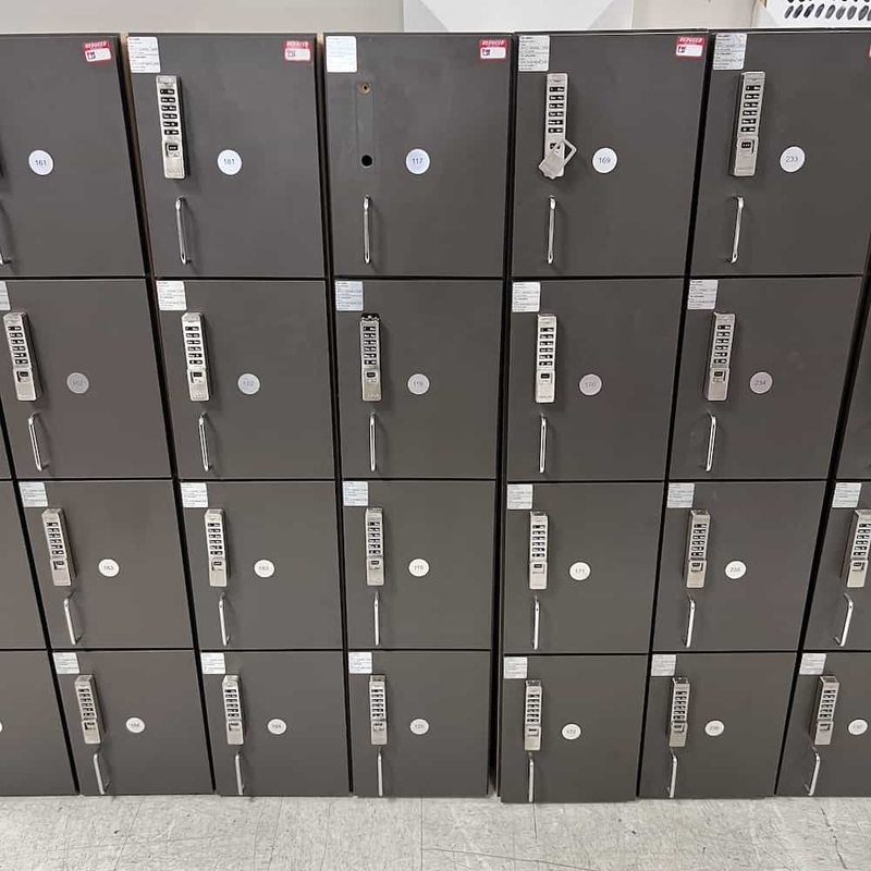 12″ W x 60″ H IdeaLockers with Sola Digilock Dark Taupe Laminate Lockers 1 Tier 4 Door Office Furniture Liquidations