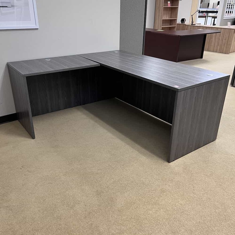 60″ Grey L-Desk Shell – Left Return Office Furniture Liquidations