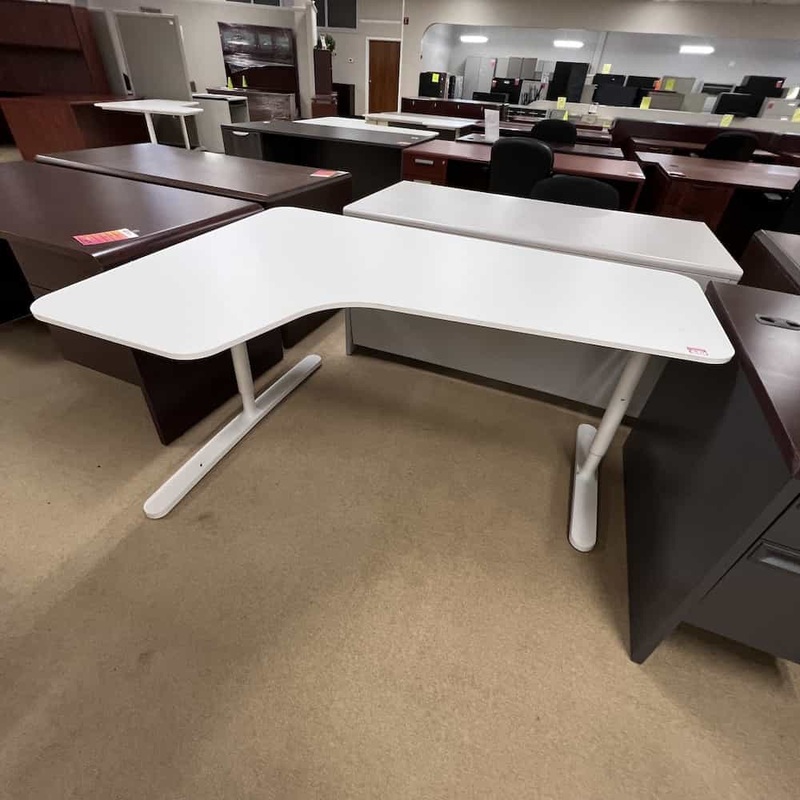 63″ Ikea Bekant White L-Desk Table – Left Return Office Furniture Liquidations