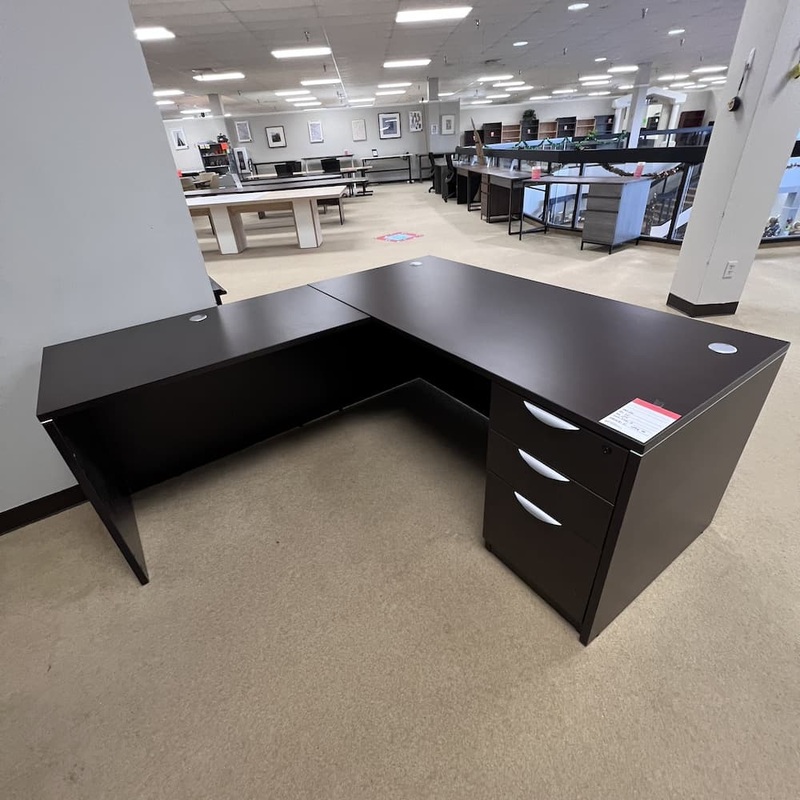 66″ x 72″ Espresso Laminate L-Desk – Left Return Office Furniture Liquidations