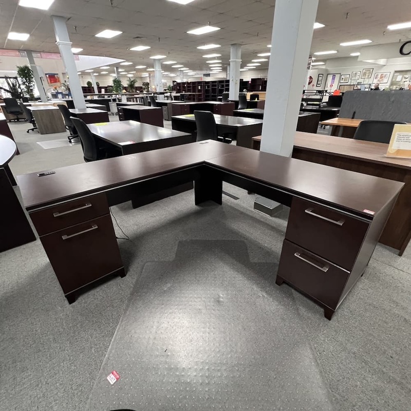 70″ x 70″ Bush Enterprise Espresso L-Desk – Right Return Office Furniture Liquidations