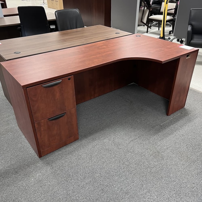 71″ x 36″ Cherry L-Desk Porkchop with File/File – Right Return Office Furniture Liquidations