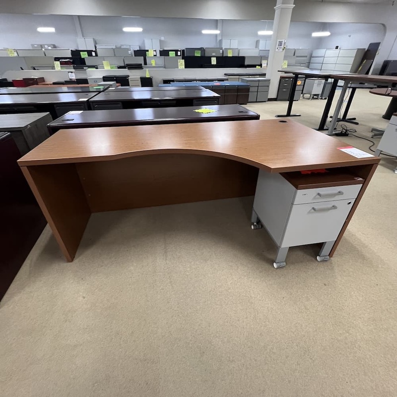 71″ x 36″ Hon Cherry Laminate L-Desk Porkchop Shell – Right Return Office Furniture Liquidations