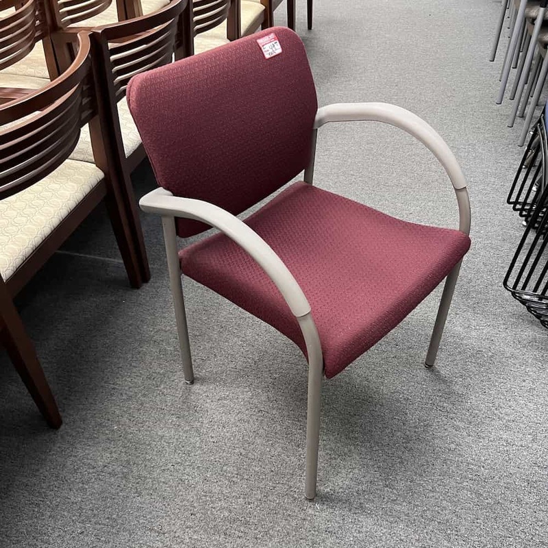 All Seating Tan and Burgundy Stacking Guest Chair Office Furniture Liquidations