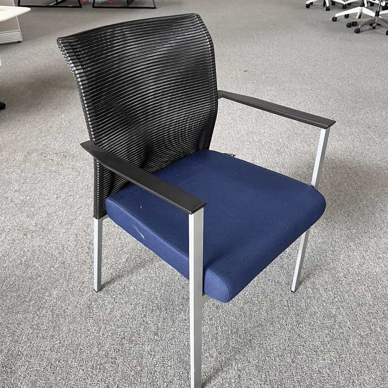 Allseating Blue and Black Stacking Arm Chair with Mesh Back Office Furniture Liquidations